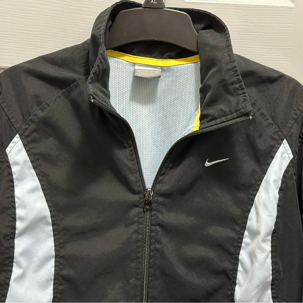 Nike Vintage Windbreaker Full Zip Silver Tag Black/Sky/Blue Sz YOUTH XL 16-18